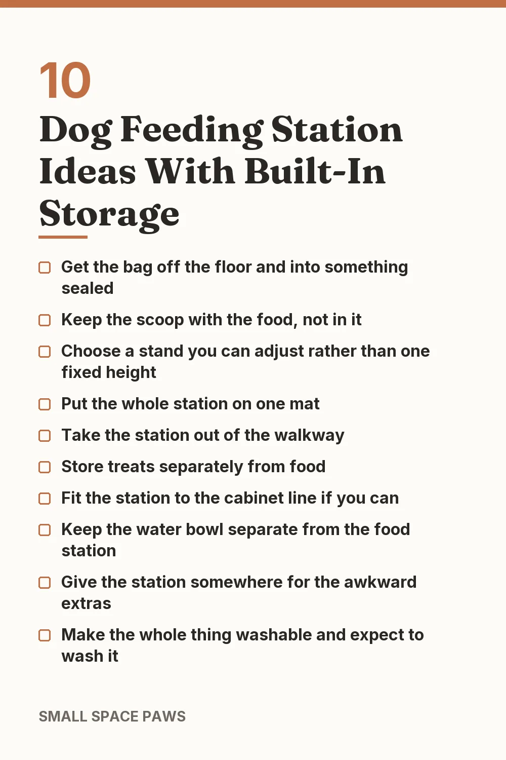Checklist of every idea in 10 Dog Feeding Station Ideas With Built-In Storage