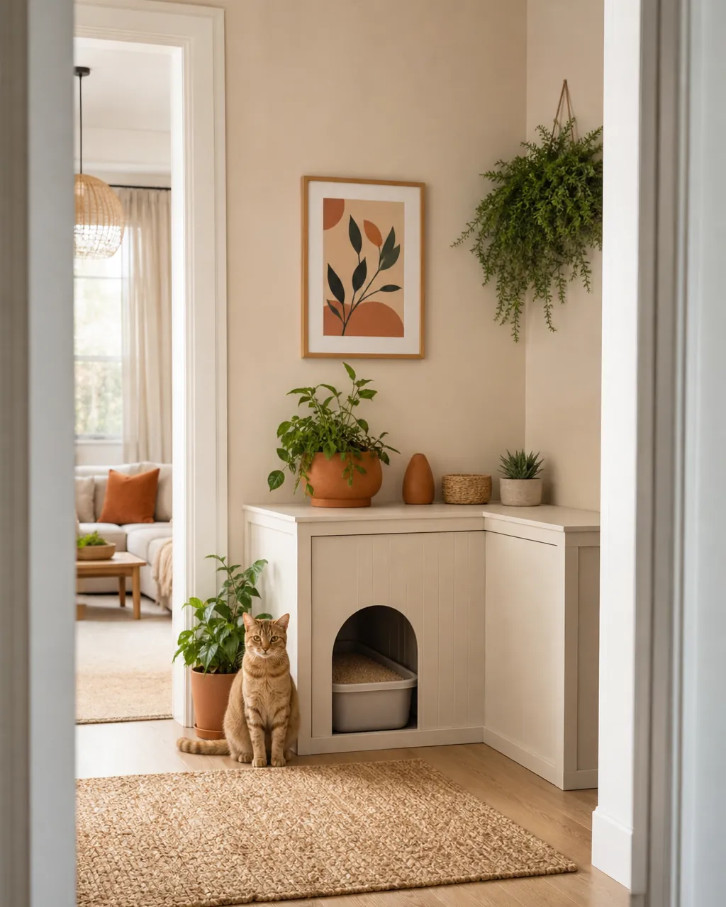 Litter enclosure in an alcove with clear approaches from either side