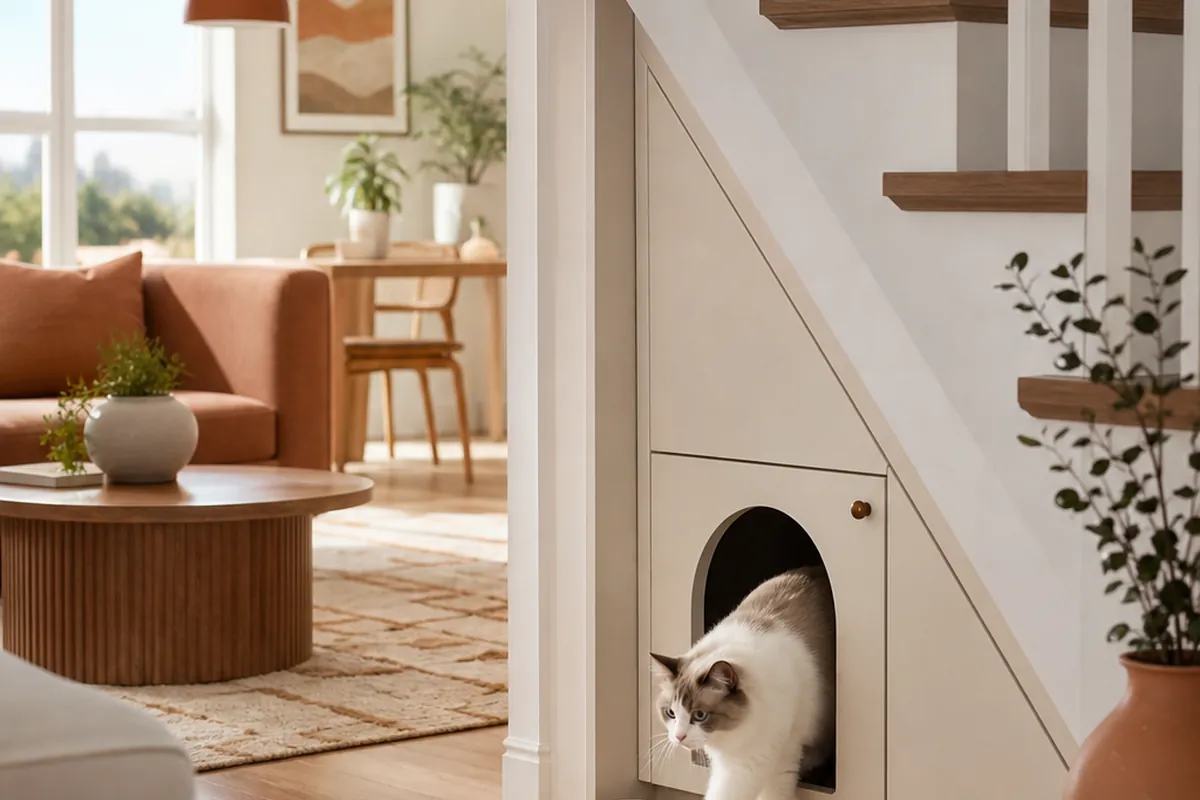 9 Litter Box Ideas for Under the Stairs in a Small Home